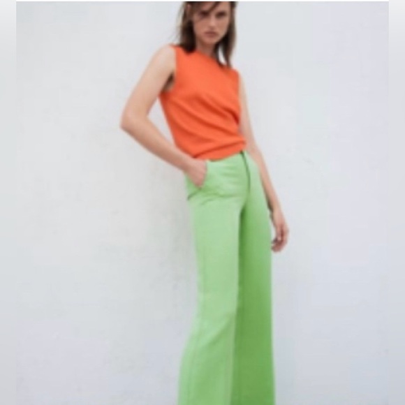 Zara Sleeveless Knit Top Orange Large - Picture 2 of 7